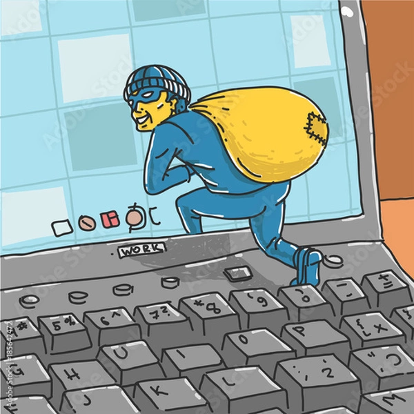 Fototapeta Hacker Steals Information From Computer