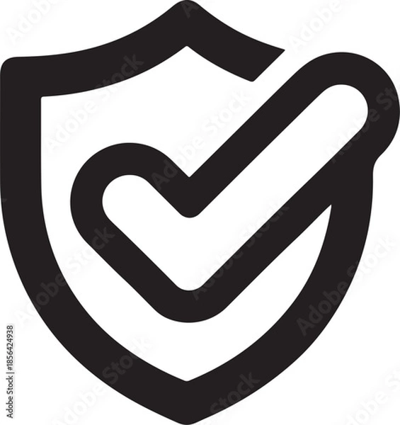 Obraz Secure shield with checkmark symbol vector icon, verification icon, safe icon, EPS