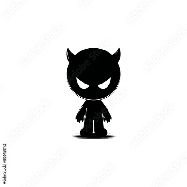 Obraz Stylized cartoon devil character silhouette on white background
