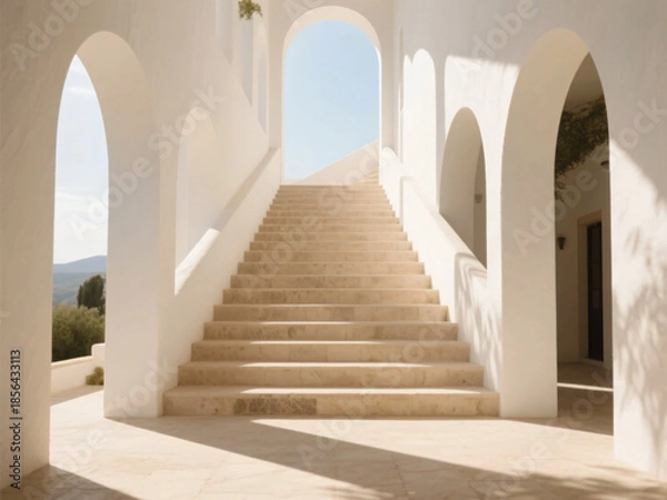 Obraz Empty Mediterranean Interior with Bright Sunlight