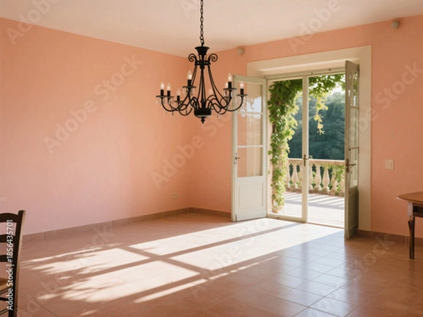 Obraz Empty Mediterranean Interior with Bright Sunlight