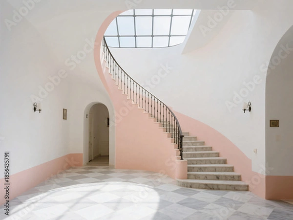 Fototapeta Empty Mediterranean Interior with Bright Sunlight