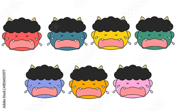 Obraz 泣いている節分の鬼のイラストセット