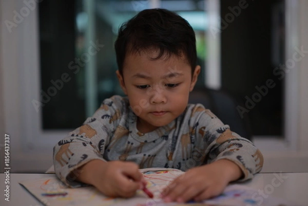 Obraz little boy drawing