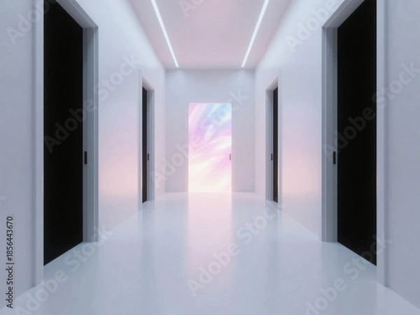 Obraz Corridor with Many Doors Liminal Space