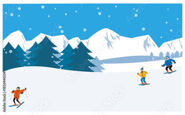 Obraz スキー場背景イラスト素材