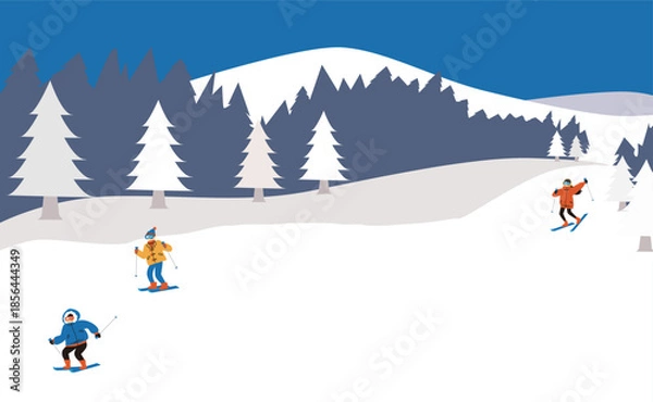 Obraz 雪の積もったゲレンデの背景イラスト