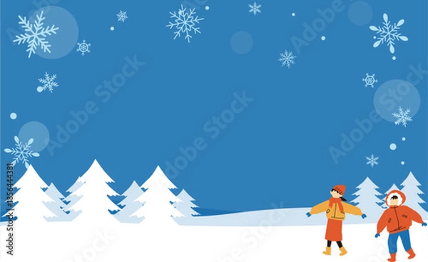 Obraz 雪山を歩く人の背景イラスト