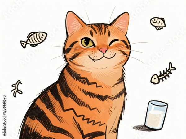 Obraz Close Up Cat Illustration Portrait