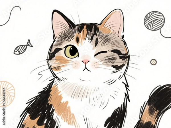 Obraz Close Up Cat Illustration Portrait