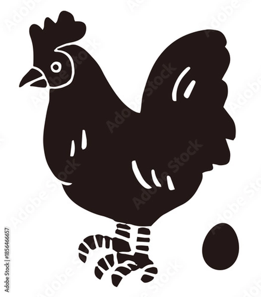 Obraz 判子風の鶏 ベクターイラスト｜和風スタンプ・酉・日本デザイン素材