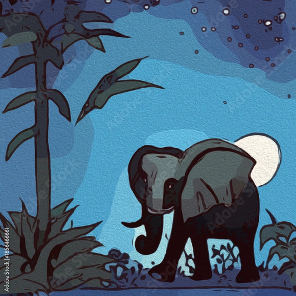 Fototapeta Elephant . Oil paint. Animal illustration. Design for use in graphics.