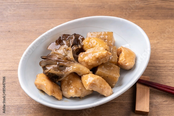 Obraz 鶏肉とこんにゃくの味噌煮