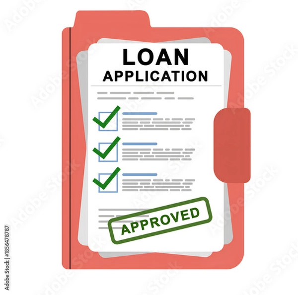 Obraz Loan Approved: Credit Application Form Document with Green Checkmarks