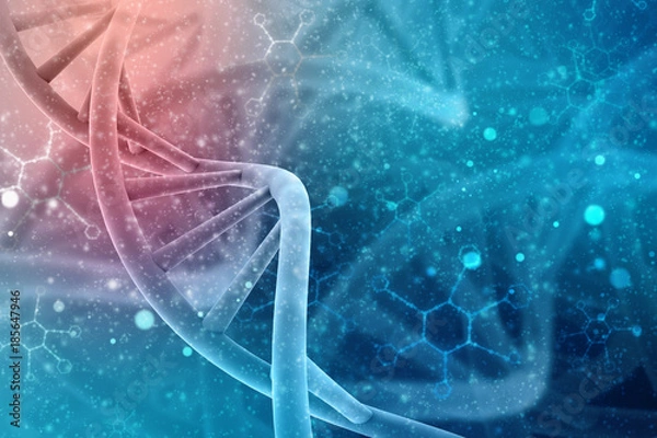 Fototapeta 3d render of dna structure, abstract background