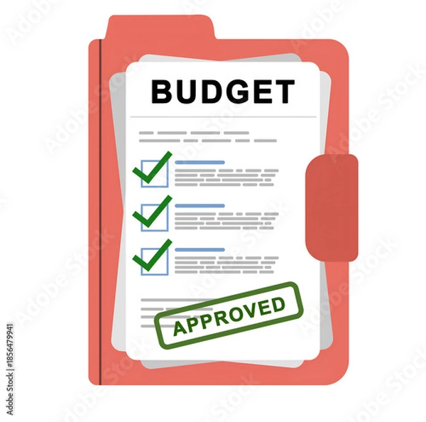 Obraz Budget Approved Checklist Document Icon Vector Illustration