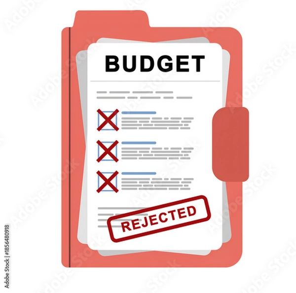 Obraz Rejected Budget Proposal Document illustration, Financial Refusal Concept
