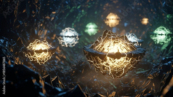 Obraz Crystal Cave Orbs Floating