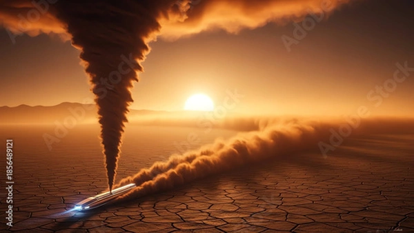 Obraz Train Plume at Sunset