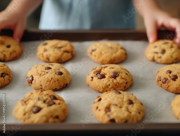 Obraz Children sneaking cookie dough during holiday baking