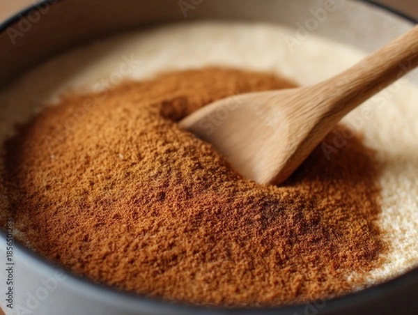 Obraz Mixing holiday batter with cinnamon and spice