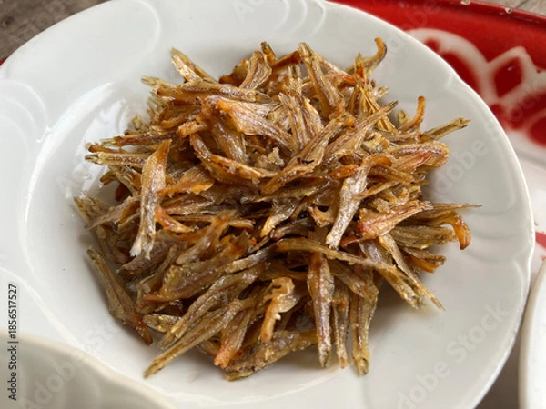 Obraz fried fish with sauce and vegetables