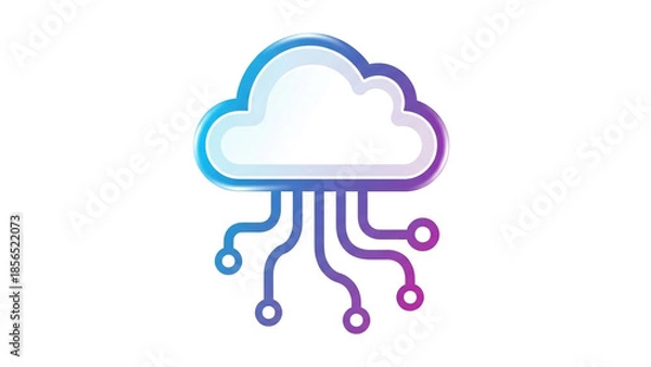 Fototapeta Cloud computing network technology concept with gradient circuit connections