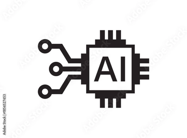 Fototapeta Artificial intelligence cpu icon in flat style. Microchip for AI generation vector illustration on isolated background. Prompt algorithm sign business concept.