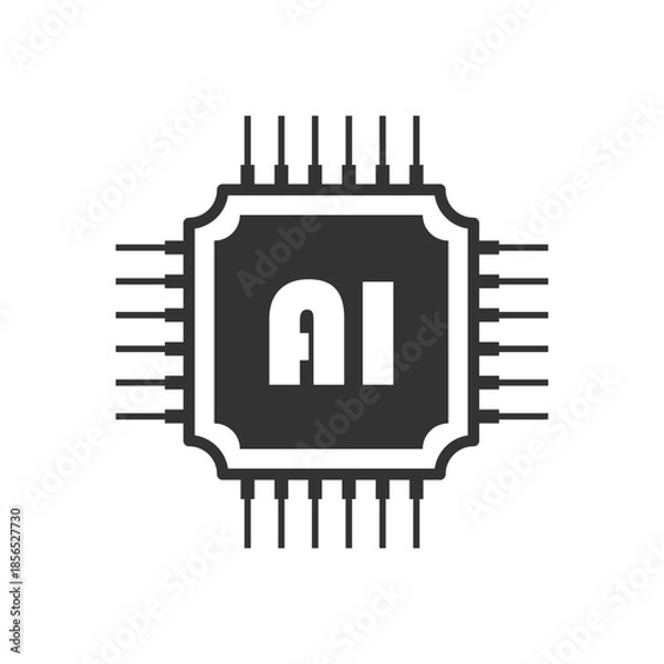 Fototapeta Artificial intelligence cpu icon in flat style. Microchip for AI generation vector illustration on isolated background. Prompt algorithm sign business concept.