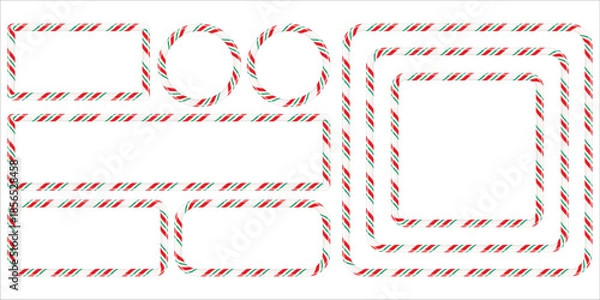 Obraz Candy cane frames and borders set for festive holiday design elements