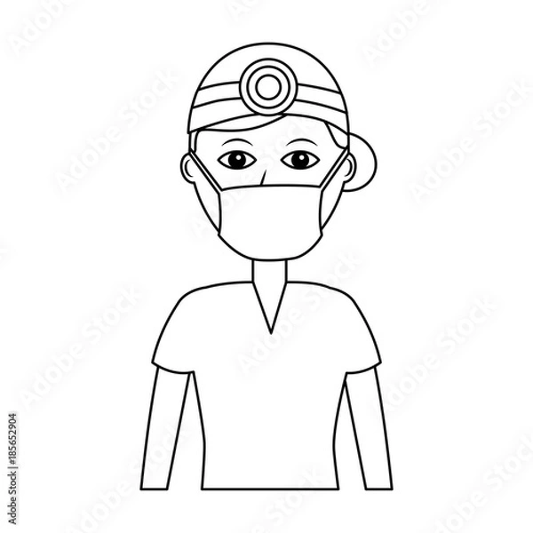 Obraz professional surgeon medical uniform clothes vector illustration outline design