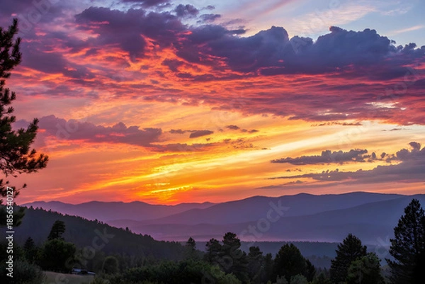 Obraz sunset in the mountains