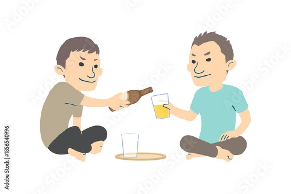 Obraz ビールを楽しむ親子のイラスト