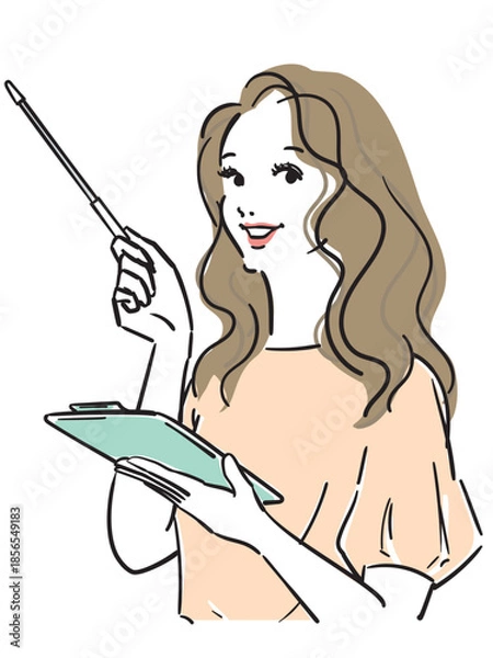 Obraz ロングヘアの美しい女性上半身