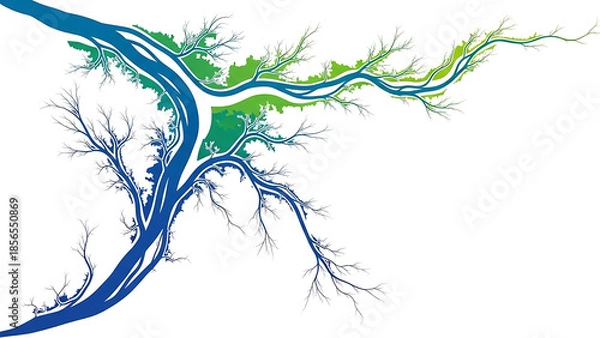 Obraz River and tree branches illustration