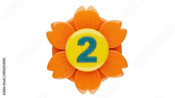 Obraz Isolated 2-Number Flower Shape, Education Tool for Numeracy Skill Development Learning