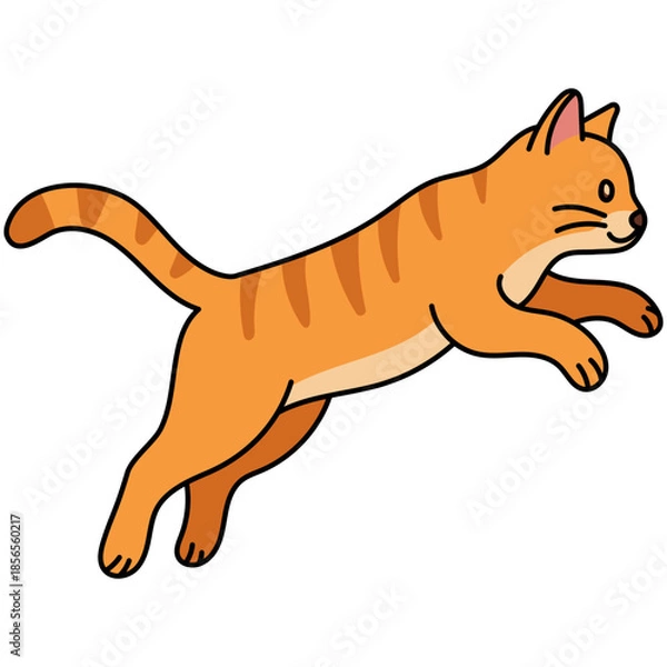 Obraz Orange Tabby Cat Leaping Illustration