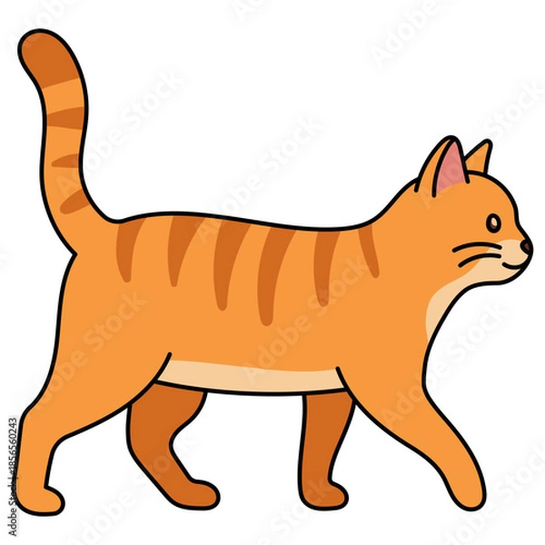 Obraz Illustration of a Walking Orange Striped Cat