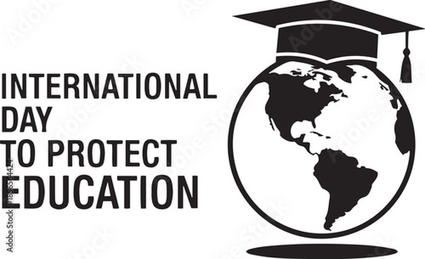Fototapeta International Day to Protect Education – Globe with Graduation Cap Vector Design