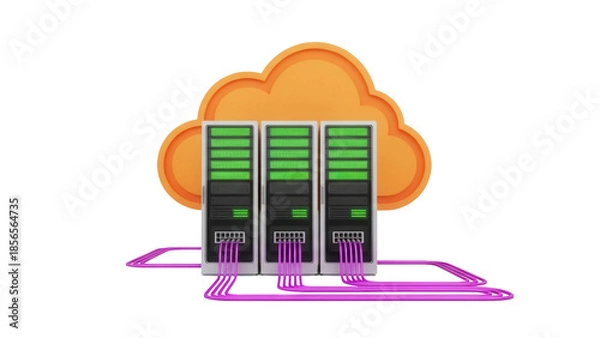 Obraz Isolated computer servers in the cloud storage network, system data backup solution