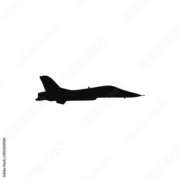 Obraz Fighter jet silhouette vector flat illustration design.