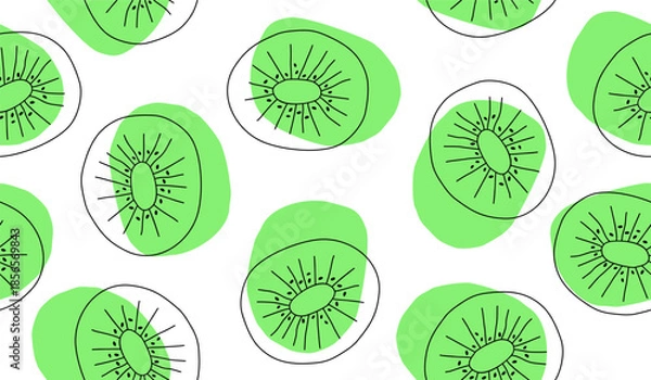 Obraz Cute kiwi fruits pattern background vector design