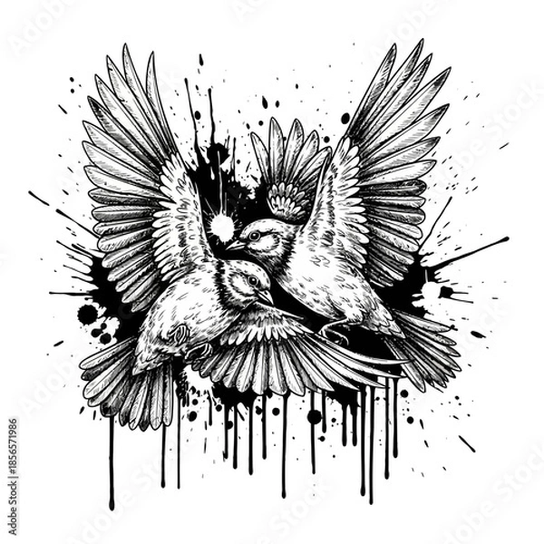 Obraz grunge skull with wings