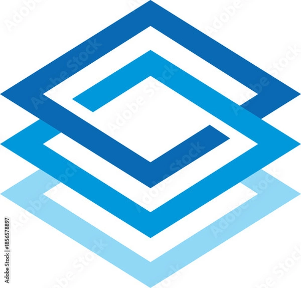 Obraz triple square geometry building vector logo