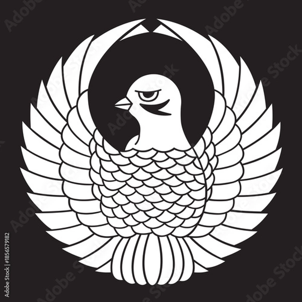 Obraz 日本の伝統的な家紋「雀」のイラストです