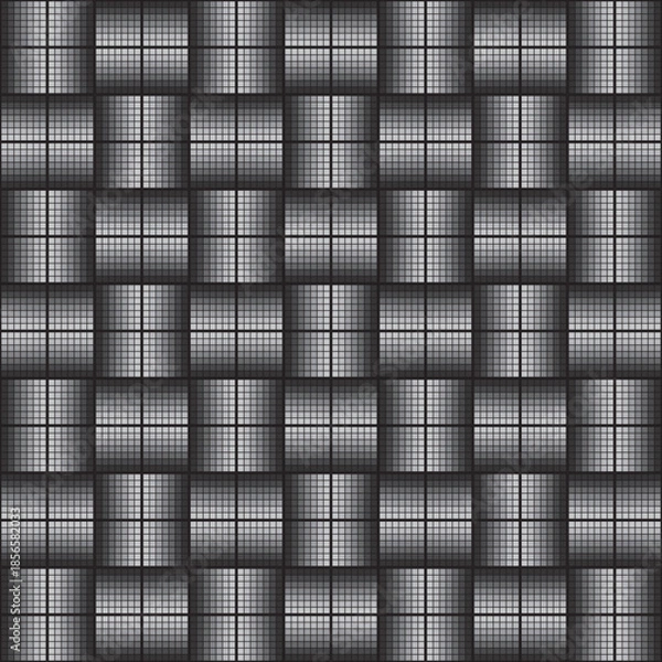 Obraz white square mosaic seamless pattern, black and white vector illustration