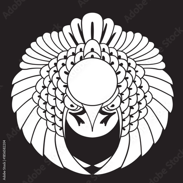 Obraz 日本の伝統的な家紋「雀」のイラストです