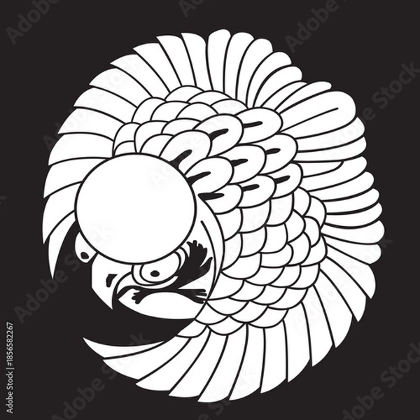 Obraz 日本の伝統的な家紋「雀」のイラストです