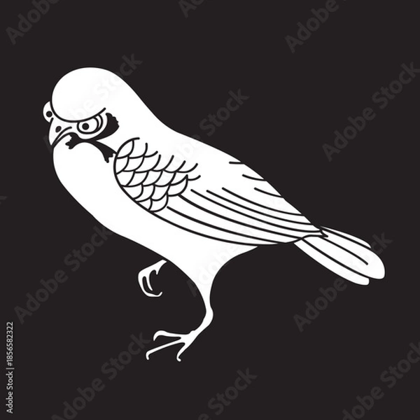 Obraz 日本の伝統的な家紋「雀」のイラストです