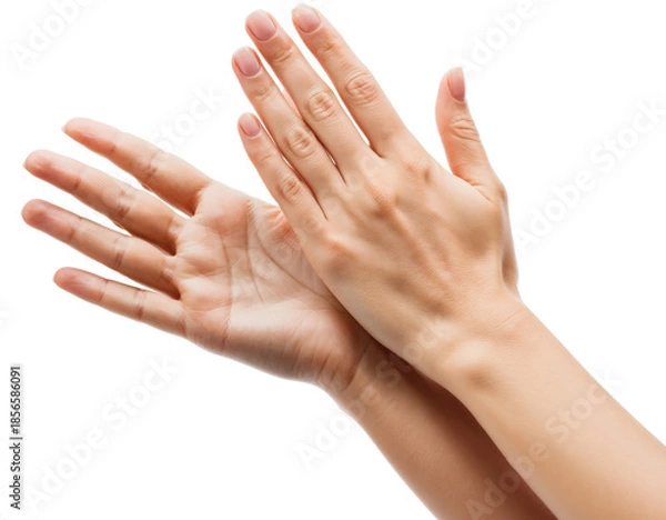 Obraz Hands in Touching Pose on White Background